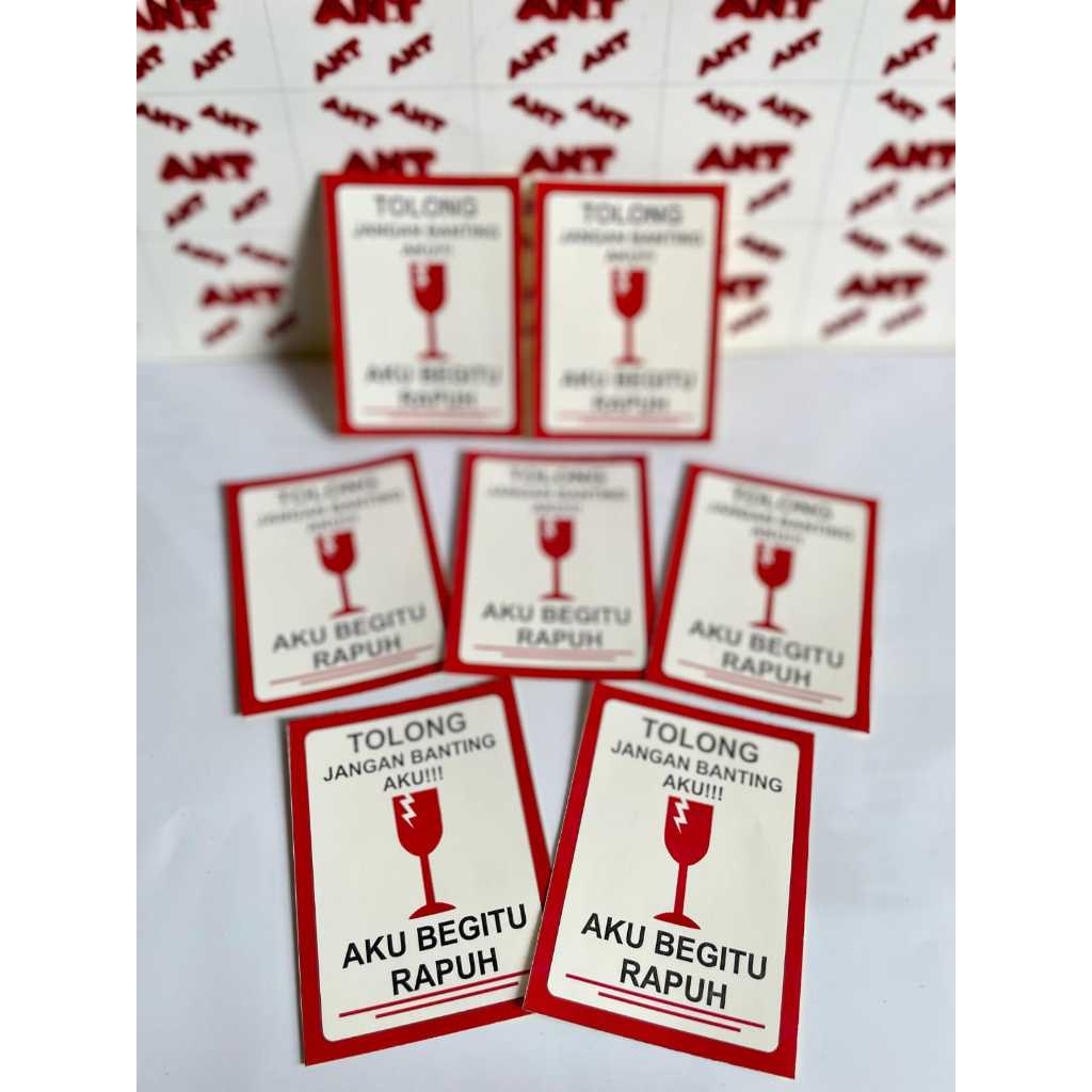 

50pcs 100pcs Sticker Fragile Uk 10cm x 7.5cm / Macam-macam Sticker Fragile Barang Pecah Belah / Produksi Sendiri