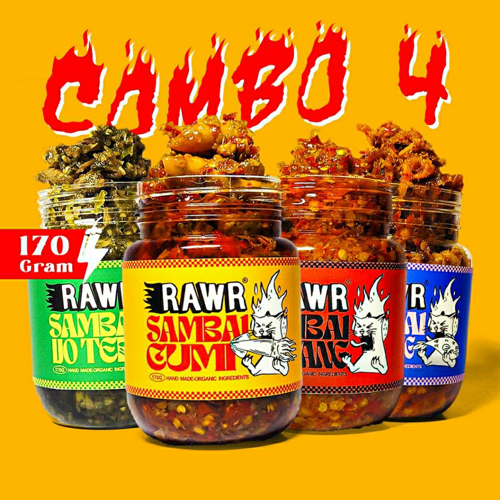 

Rawr Sambal - Paket Hemat Combo 4 Sambal Cumi/Bawang/Cakalang/Ijo Teri.