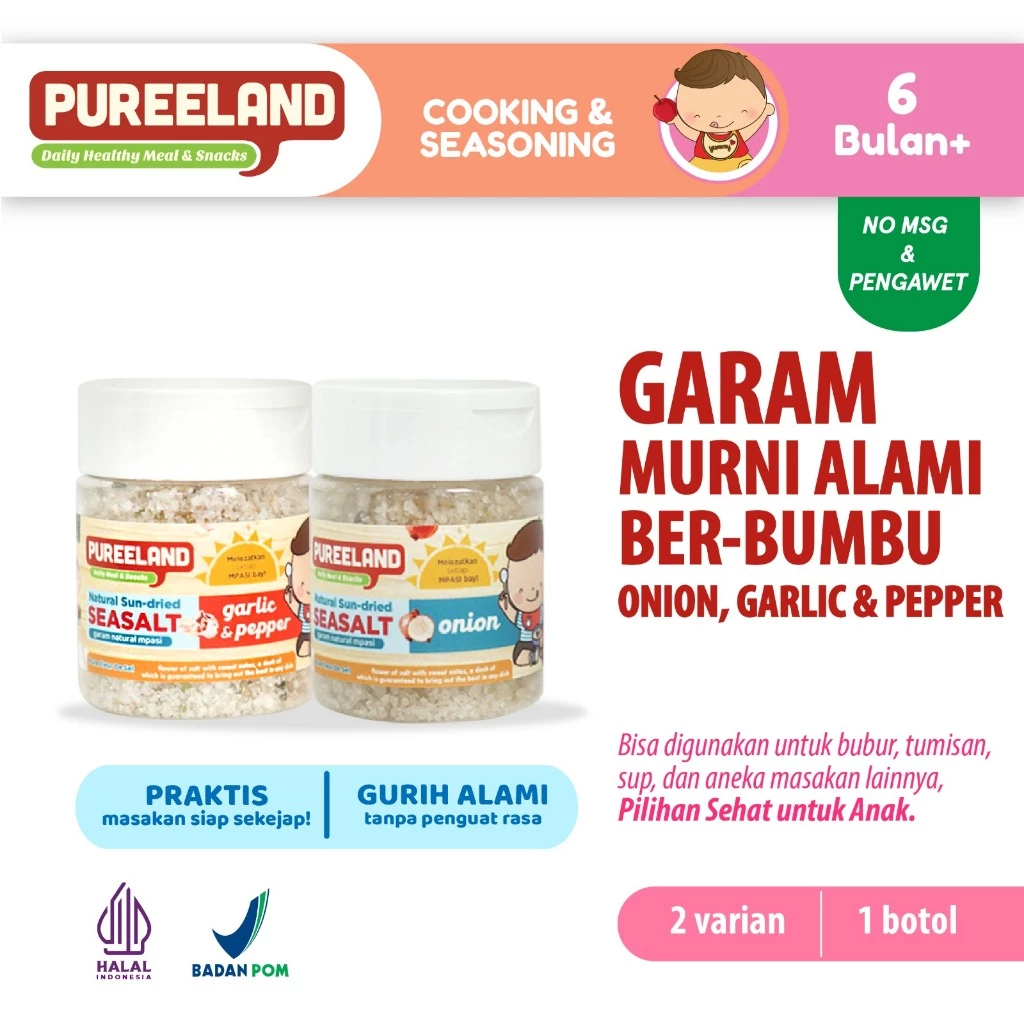 

Pureeland Seasoned Pure Natural Sun Dried Sea Salt / Garam Murni Alami ber-Bumbu / Bumbu MPASI