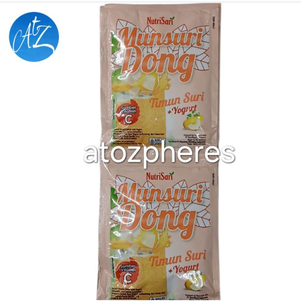 

Minuman serbuk bubuk rasa yoghurt kedondong dan timun suri halal MUI NutriSari Nutri Sari Munsuri Dong Instant Powder Drink with Yogurt Ambarelle and Lemon Cucumber 14x10g