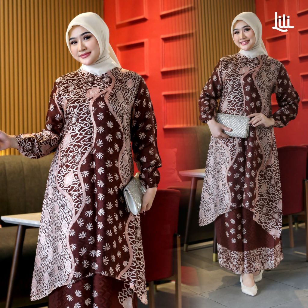 GAMIS WANITA MEWAH ELEGAN STELAN GAMIS SUTRA KEKINIAN SET GAMIS BATIK WANITA SET BAJU MUSLIM