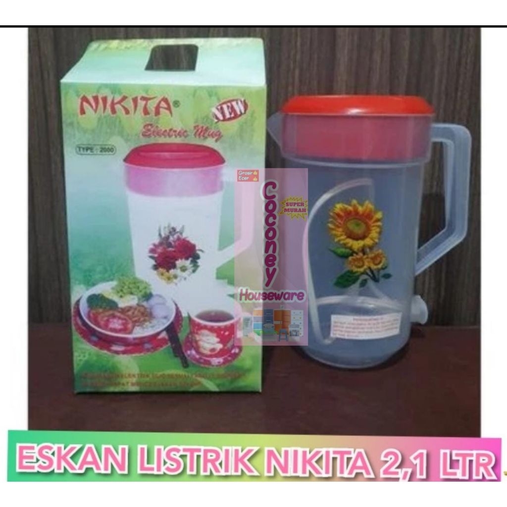 Eskan Listrik 2.1 L / Teko Listrik / Ceret Listrik Pemanas Air / Teko Plastik Listrik / Teko Masak A