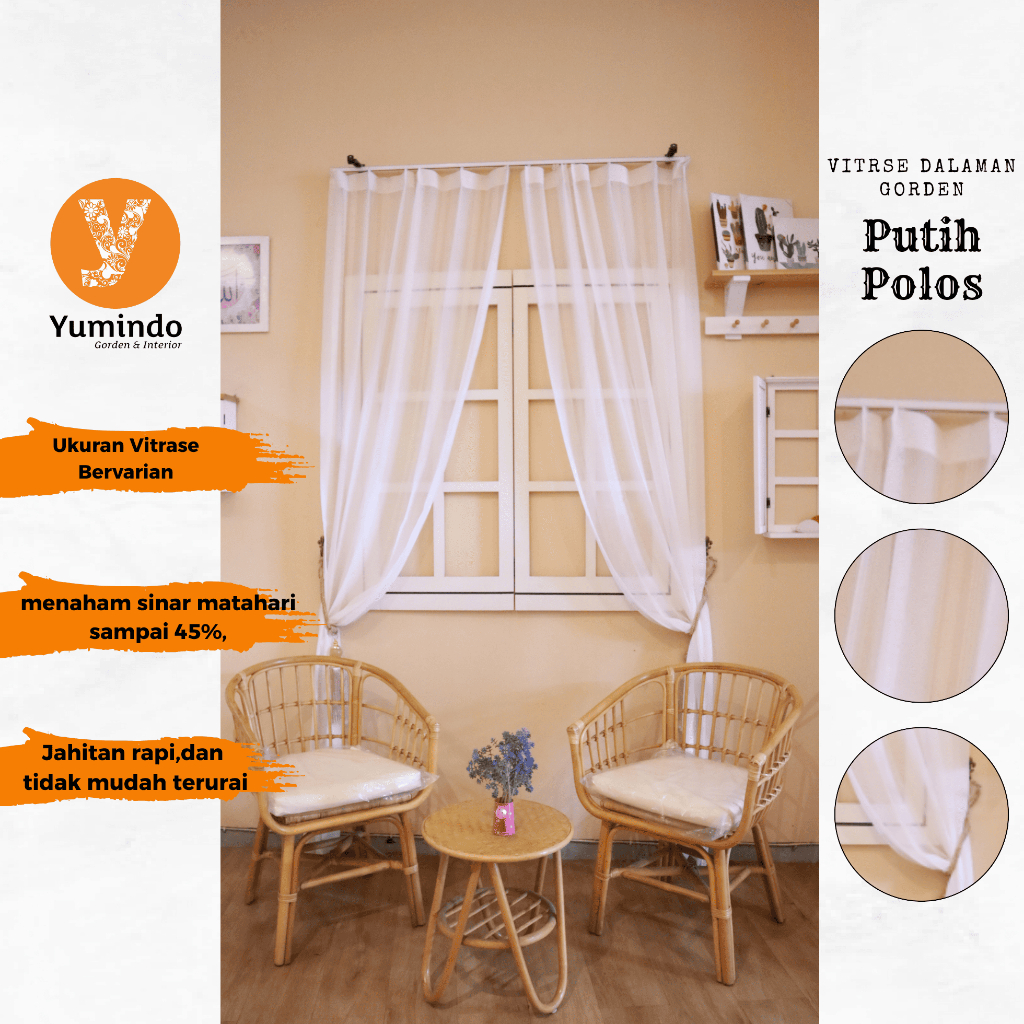 Vitrase Gorden Transparan Elegan Tirai Tipis Penyejuk Ruangan - Vitrase Gorden Minimalis Modern