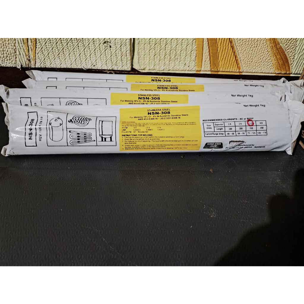 kawat las stainless NIkko steel  NSN 308 (1kg) ukuran 2.0mm 2,6 ,3.2
