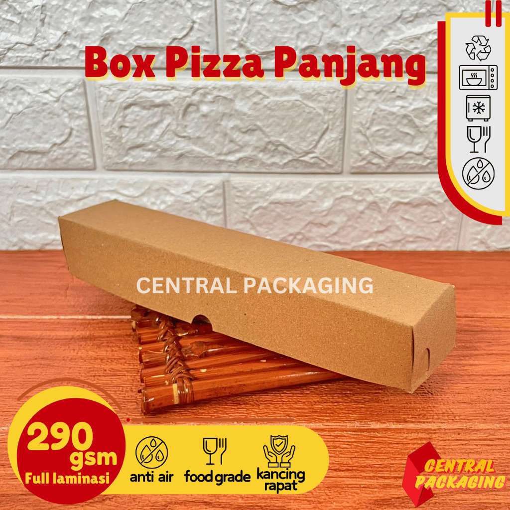Box Pizza Panjang 25x5x4 Kraft Laminasi 290 gsm / Box Long Pizza / Box Sosis Corndog Bakaran / Box P
