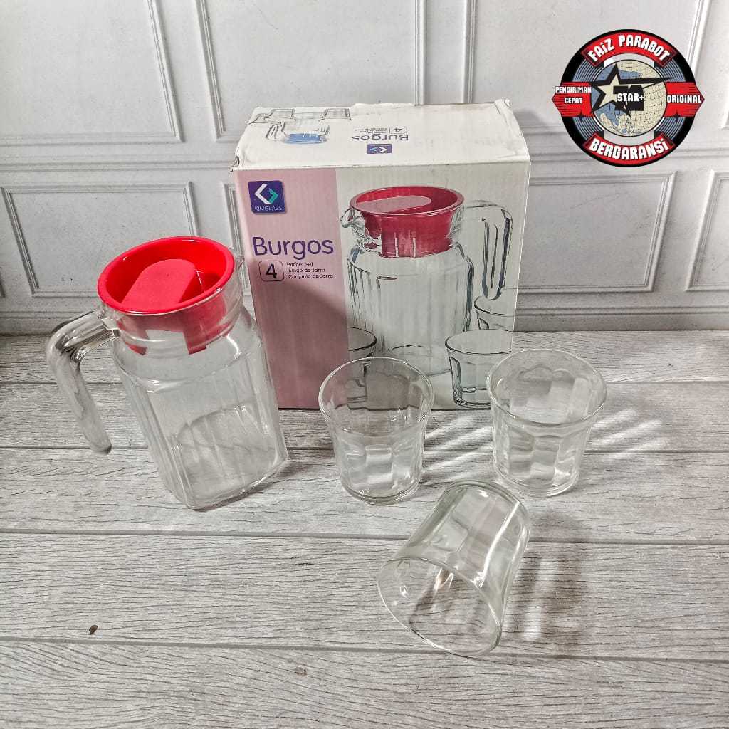 Grosir Termurah Pitcher Teko Set / Drink Set Kimglass isi 4 pcs / teapot set BURGOS