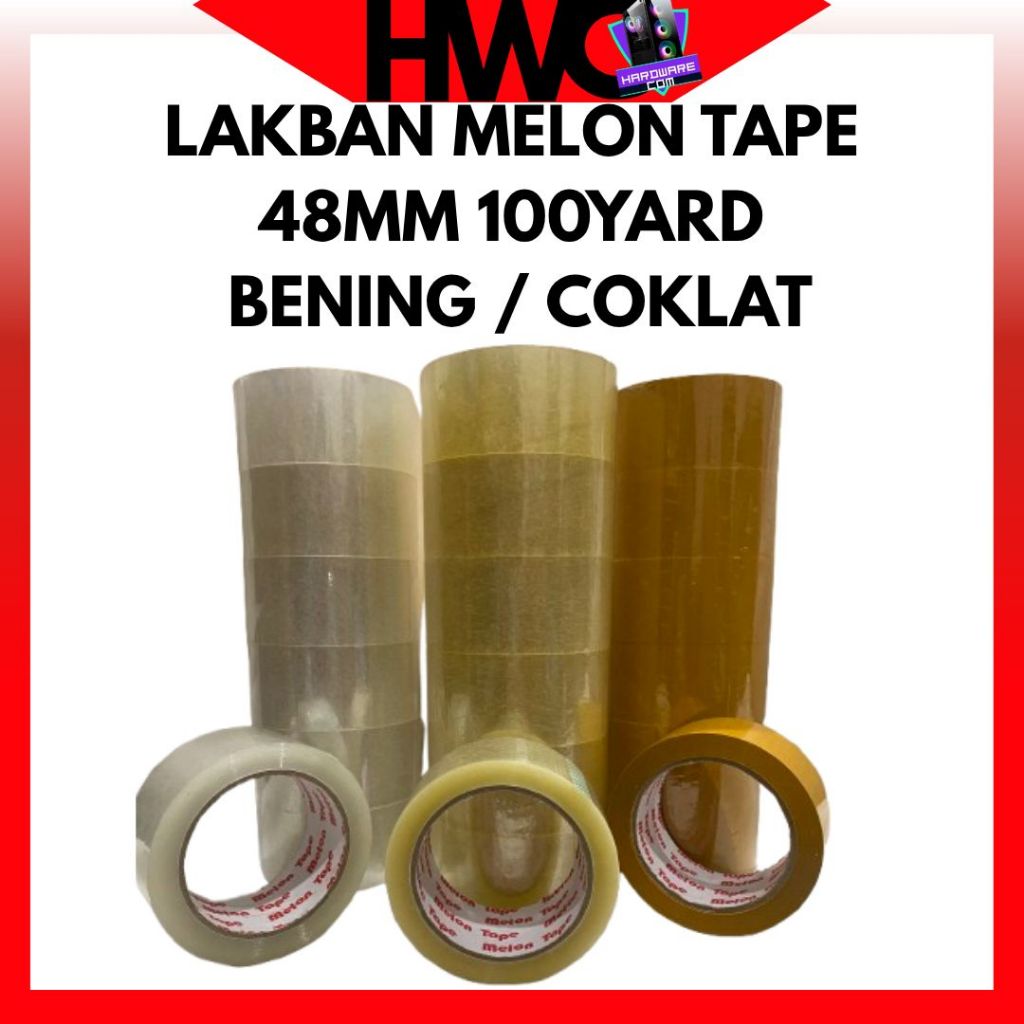 

LAKBAN MURAH MELON TAPE 100yard 48mm 1 SLOP 6pcs SUPER LENGKET DAN TIDAK MUDAH PUTUS