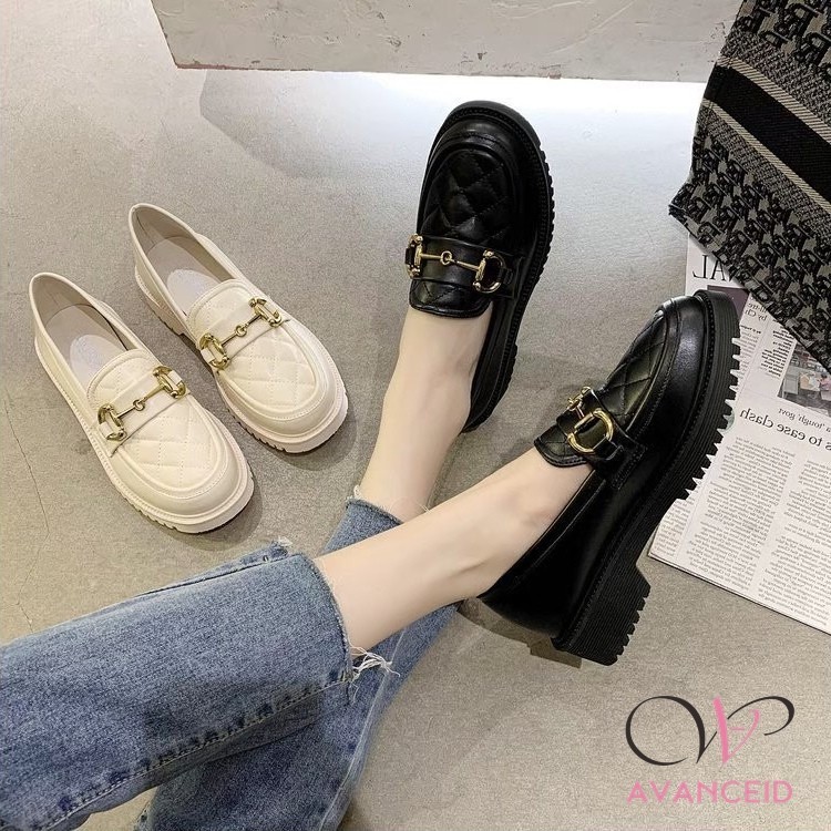 Hot Avanceid 1909 Loafers Sepatu Sneakers Wanita Kerja Docmart Hitam