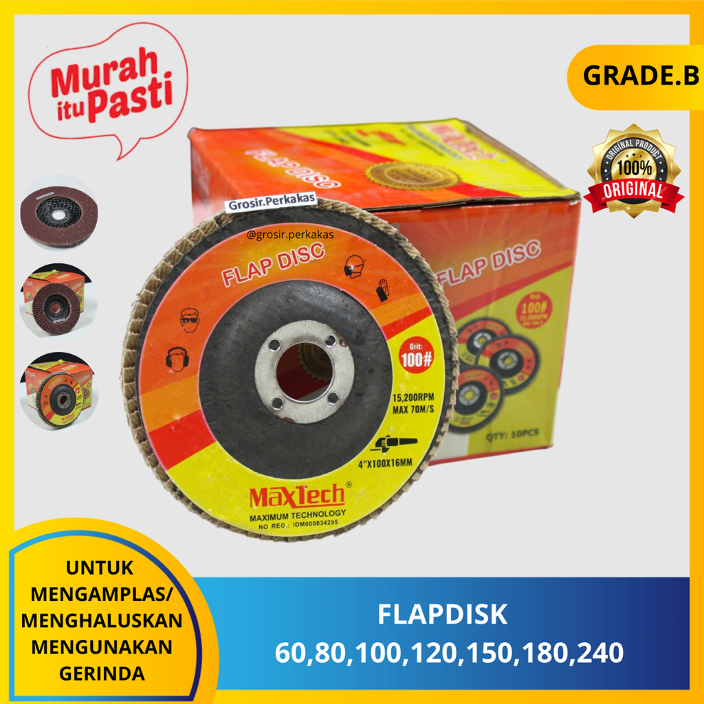 FLAPDISK MAXTEC-amplas susun 4" grid 60 80 100 120 150 180 240 400. [B][#MATA GERINDA/BATU GERINDA]