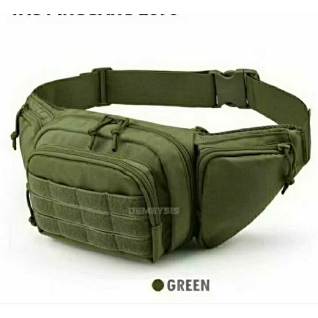 tas pinggang pria hijau army tactical import