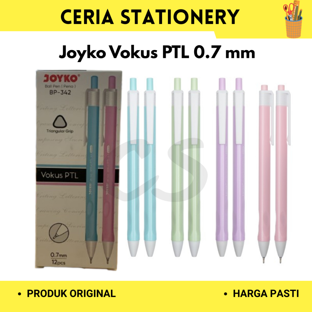 

Pulpen Joyko Vokus PTL BP-342 Hitam 1 Pak isi 12 Pcs / Bolpoin Cetek