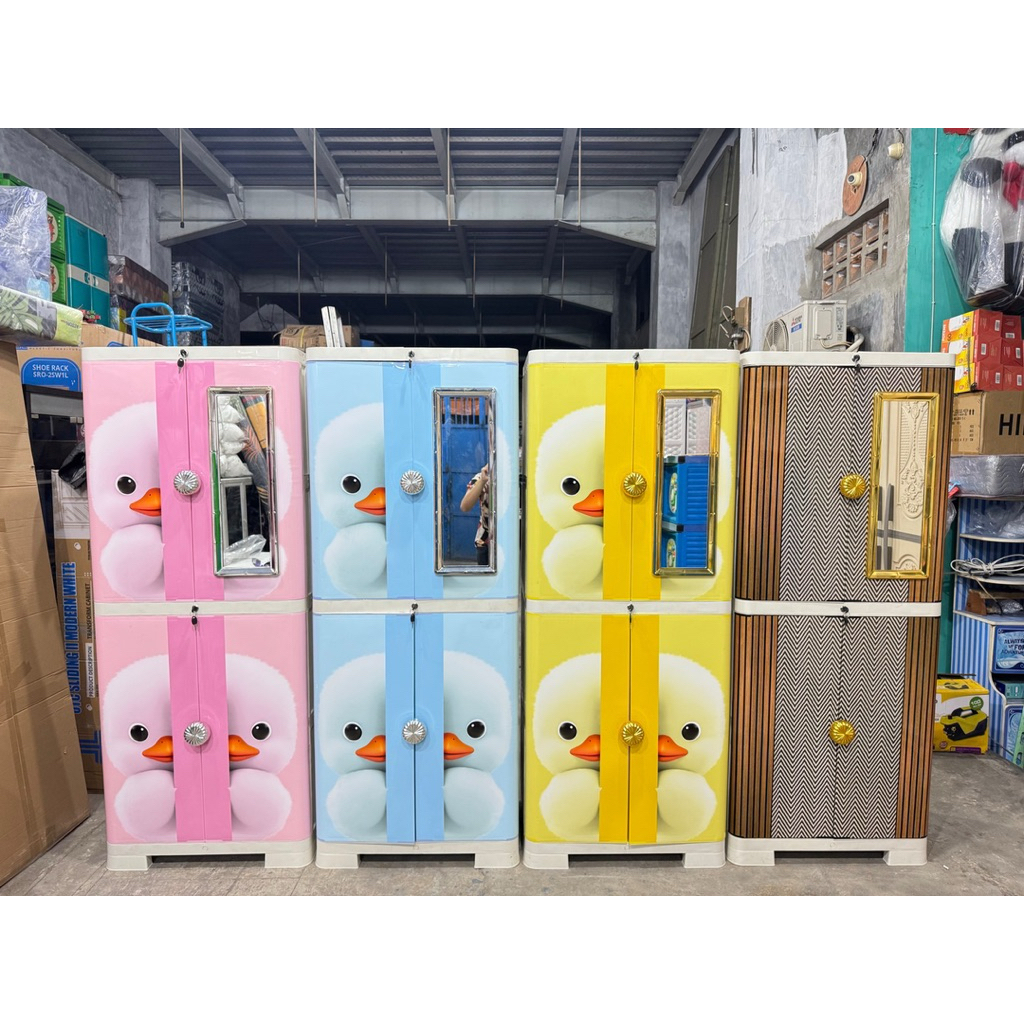 Lemari Plastik 2 Pintu Karakter JUMBO + RAK + GANTUNGAN + KACA