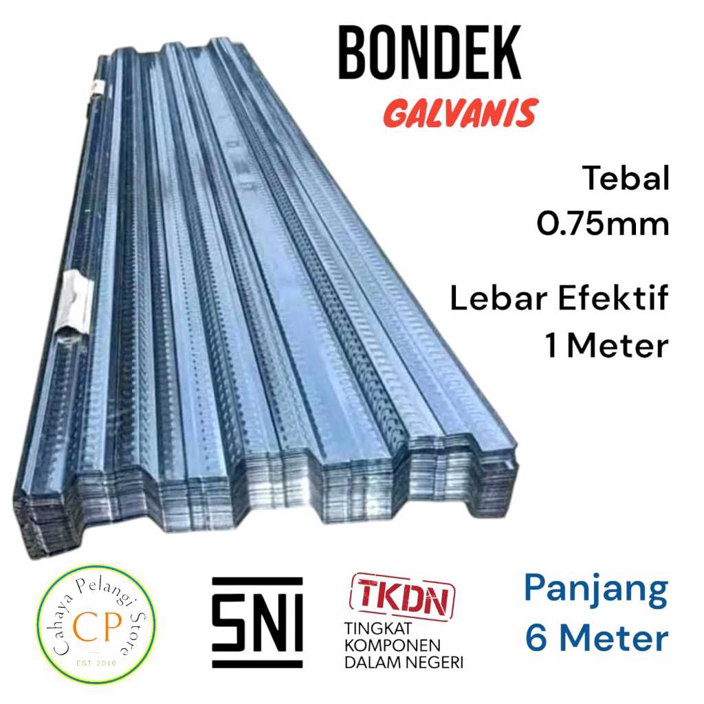 Bondek 0.75 0,75 Panjang 6 Meter 6m Bondeck Bondex Plat Cor Galvanis