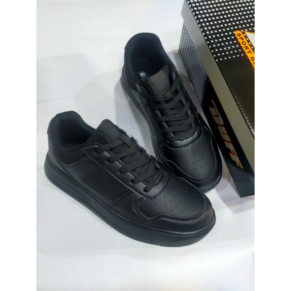 Sepatu sneakers wanita Fashion hitam pekat Duff Florie original