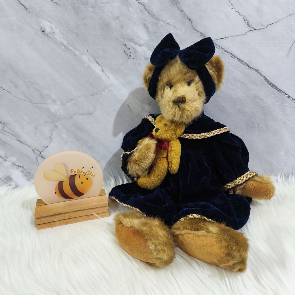 Boneka Beruang Teddy Bear Korimco Classic Vintage Dress Bawa Anak Original
