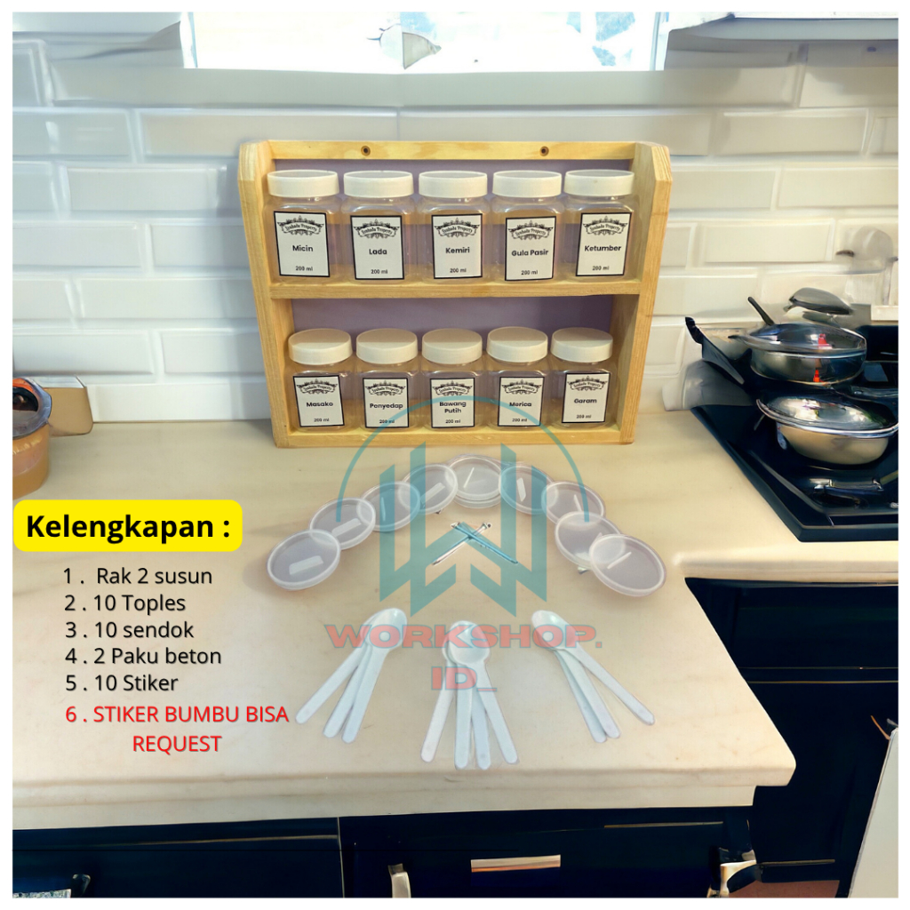 NEW Tempat Bumbu dapur set aesthetic/ Rak bumbu dapur estetik + Toples (SS)