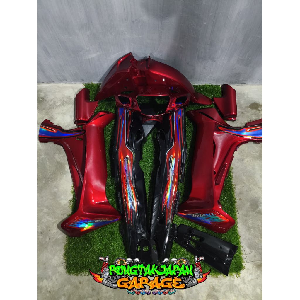full set bodi halus fiz r f1zr fizr merah maron hitam set striping custom model api cover body fizr 
