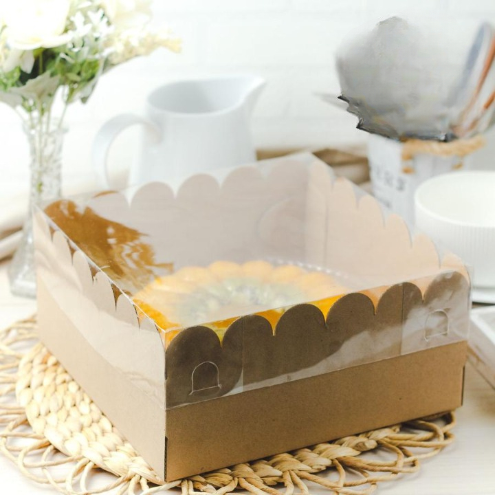 

Dus Kotak Roti Tutup Bening Transparan Isi 1 Pcs Dus Box Pudding Packaging Kotak kue Puding Wavy Window Mika