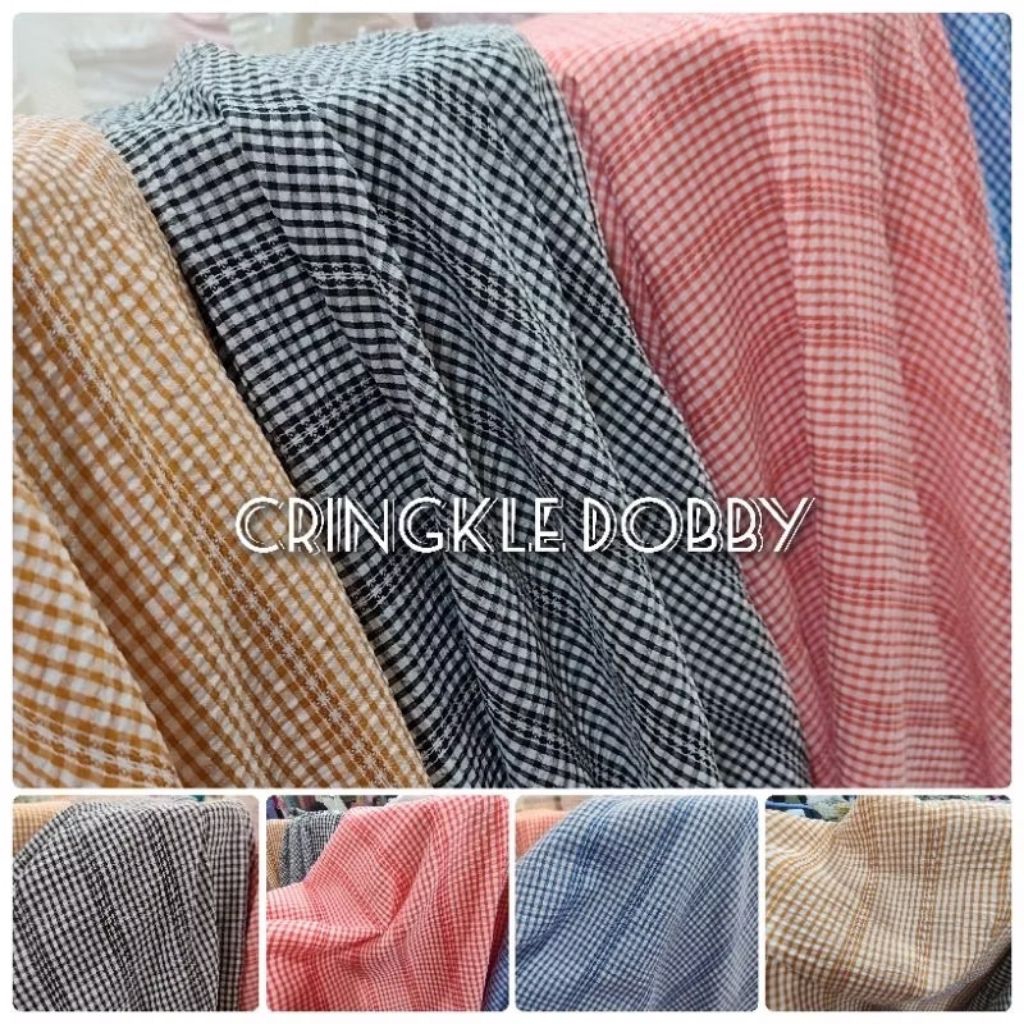 KAIN KATUN CRINKLE DOBBY KOTAK ( HARGA UNTUK ½ METER )