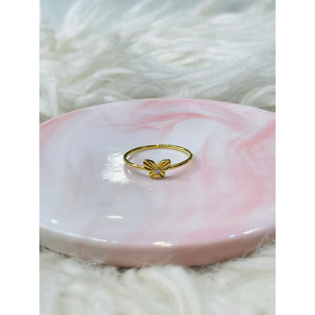 cincin kupu kupu kristal AD cute uk 15 stngah emas asli kadar 875