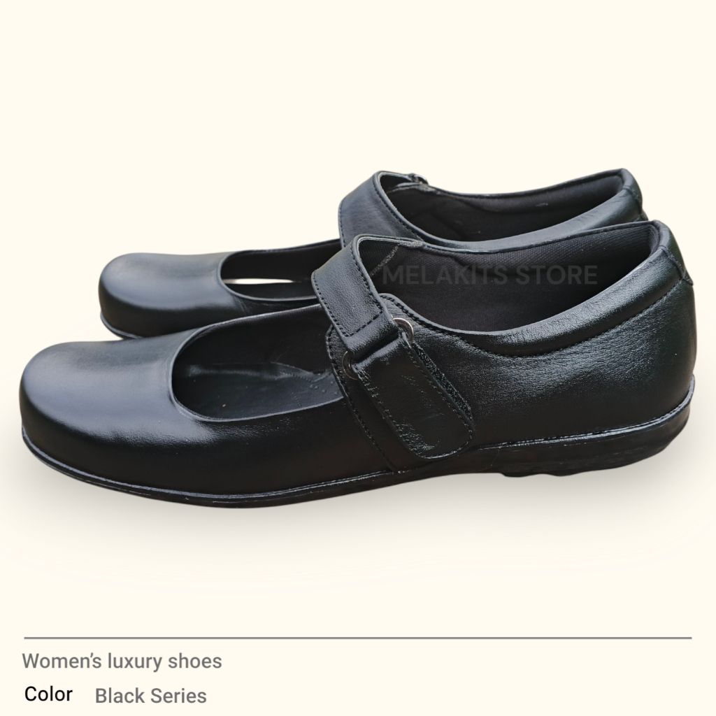 sepatu flat wanita kulit sapi asli sepatu wanita hitam polos