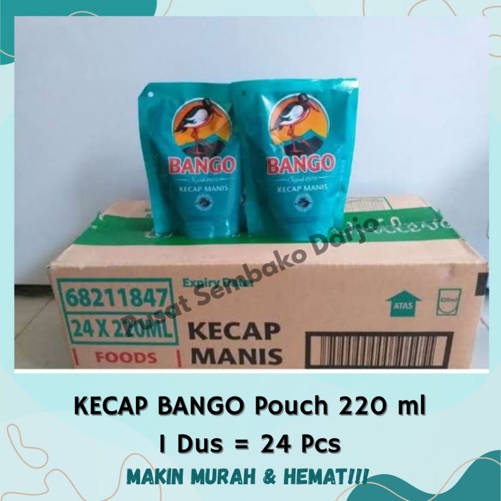 

BANGO Kecap Manis Pouch (220ml) 1 Dus isi 24pcs, Kecap Bango Pouch 220ml, Kedelai Hitam