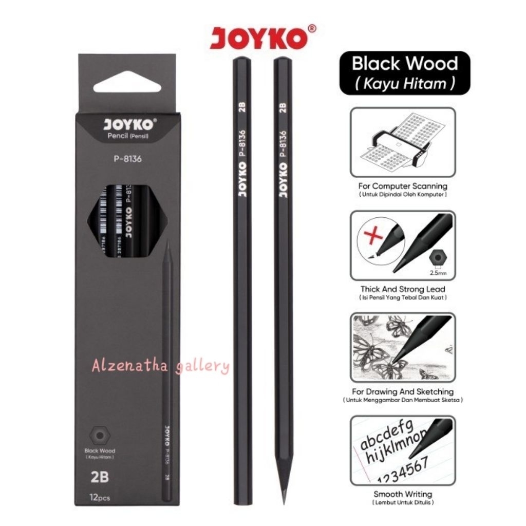 

Pencil 2B Joyko P-8136 ( Black Wood)