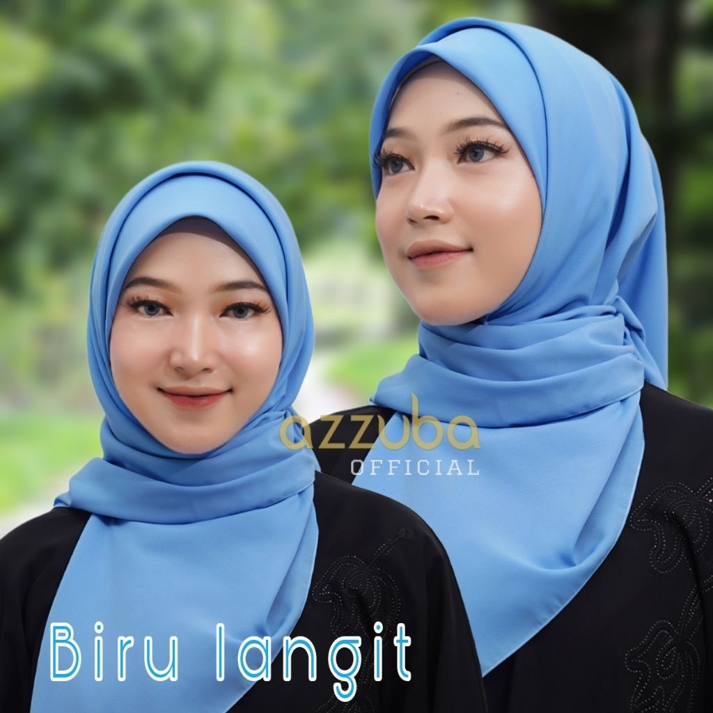 Hijab segi empat Murah WOOLPEACH Biru langit No.47