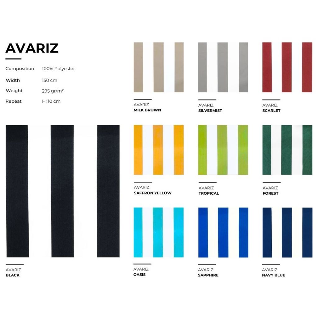 Kain Bahan Outdoor Waterproof Cover Sofa Anti Air Motif Stripe Garis Salur SOLARTEX - Avariz (Furnit