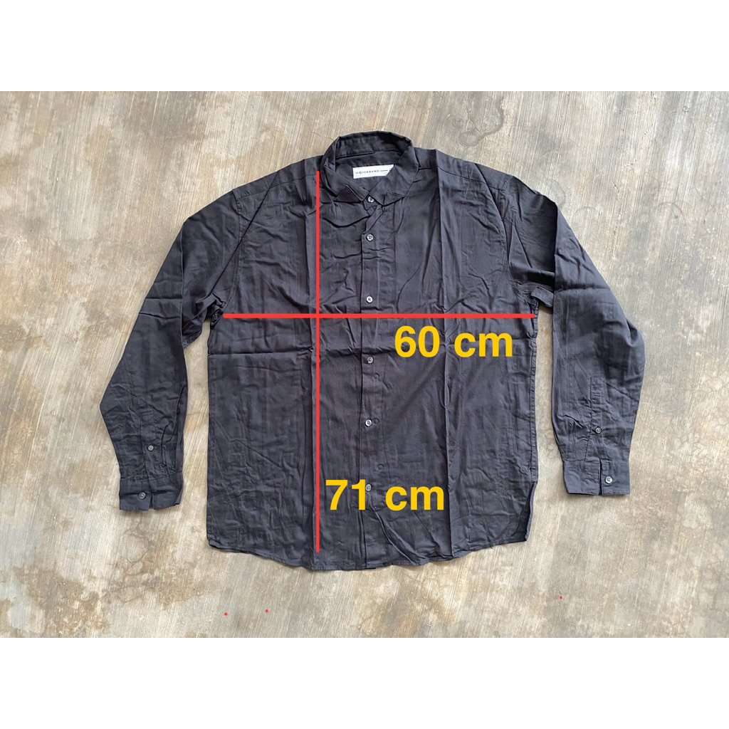 Kemeja lengan panjang Giordano hitam original