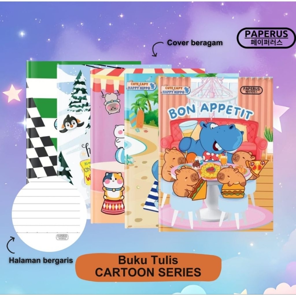 

PAPERUS Buku tulis/1Pack isi 10Buku /series CARTOON /Buku tulis murah