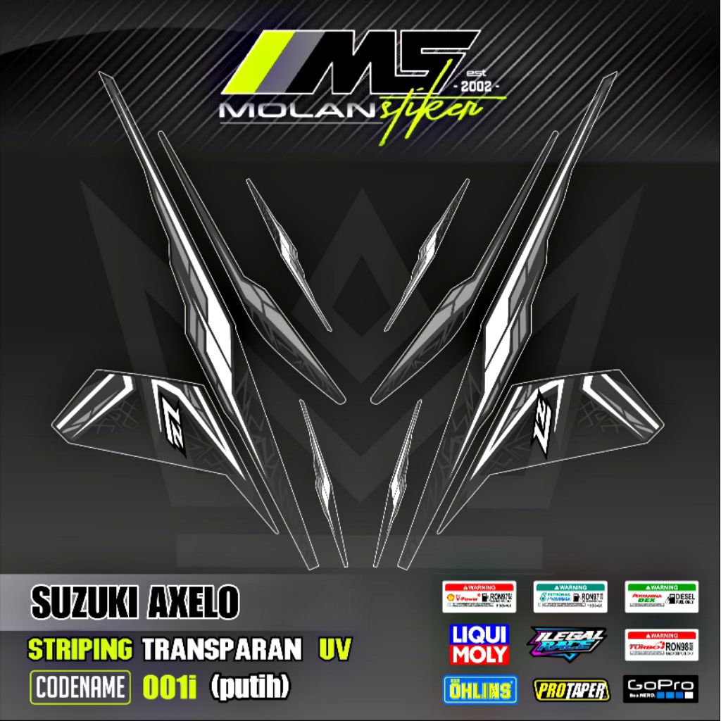 Decal Sticker Striping Variasi Transparan Uv Suzuki Axelo 125 Suzuki Shogun Axelo R 125 Shogun Axelo