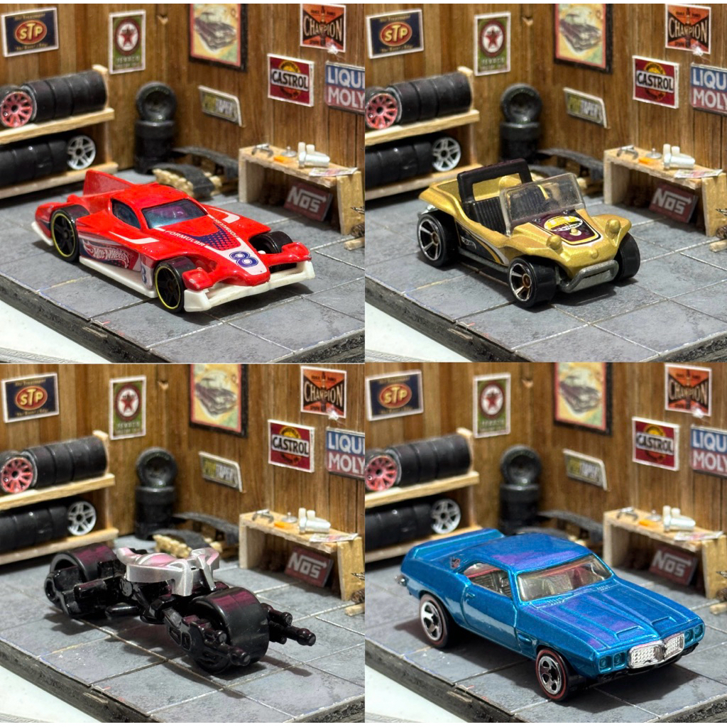 Hot Wheels Diecast LooseMummer Hotwheels  ( 133 - 136 )  FORMUL8R RED / Meyers Manx  / Batman Bat Po