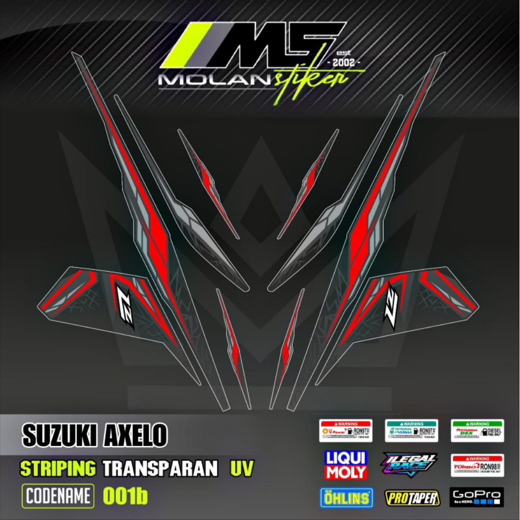 Decal Sticker Striping Variasi Transparan Uv Suzuki Axelo 125 Suzuki Shogun Axelo R 125 Shogun Axelo