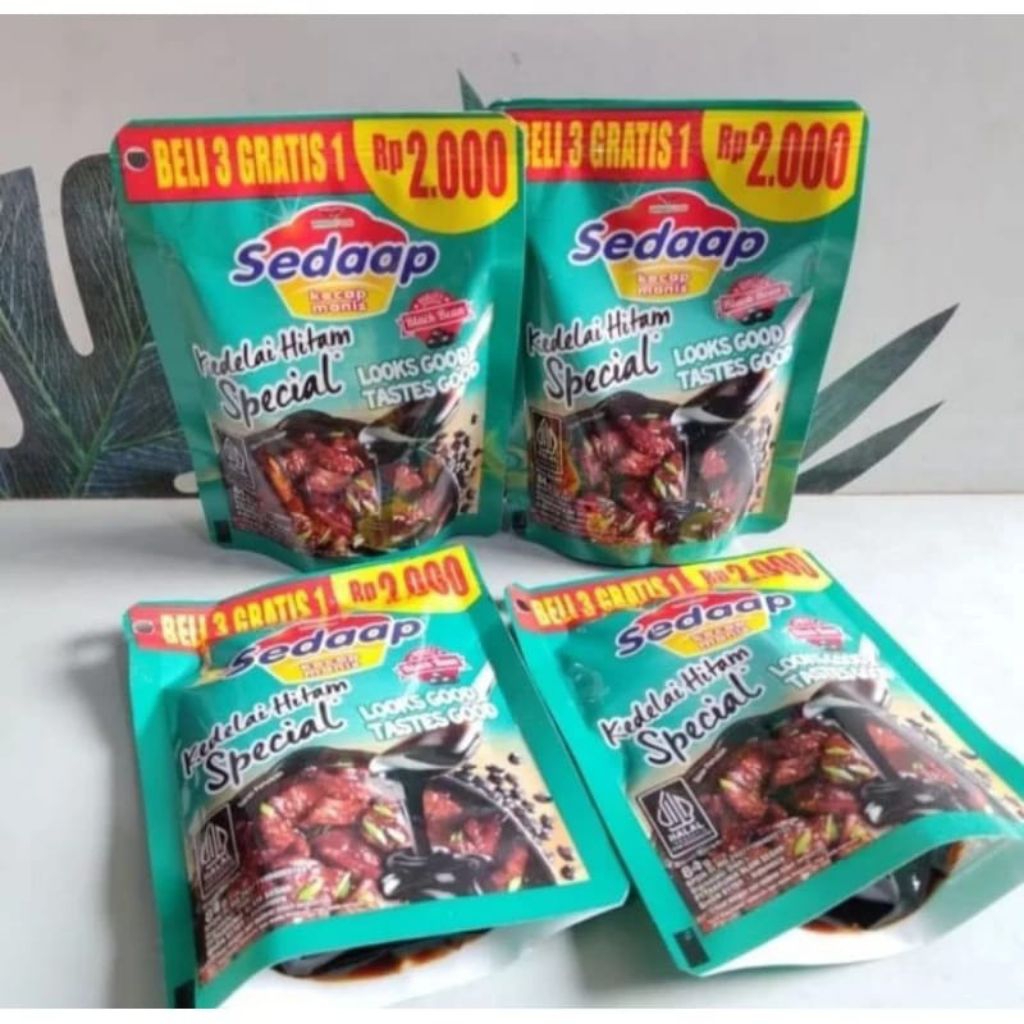 

Kecap Sedap Kecap Manis Kedelai Hitam Spesial Kemasan 2000an (77gr)Kecap Sedaap Manis Pouch Refiil Hijau 77 Gr