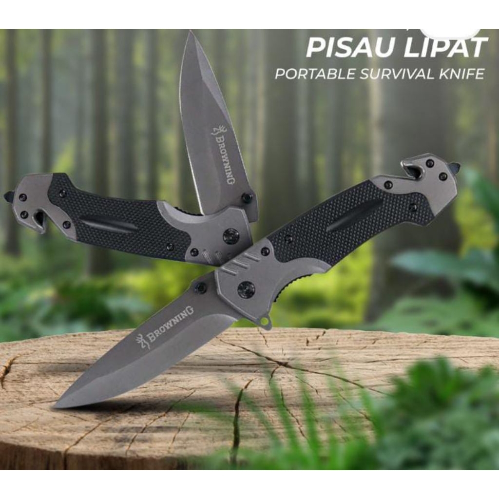pisau lipat survival camping / pisau rimba outdoor lapangan / pisau kemah
