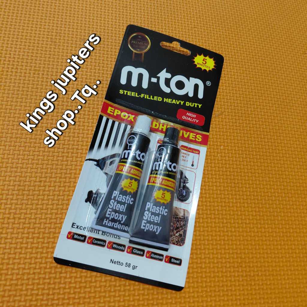 LEM BESI M-TON 58GR HITAM + PUTIH TAHAN PANAS plastik steel epoxy glue tempel