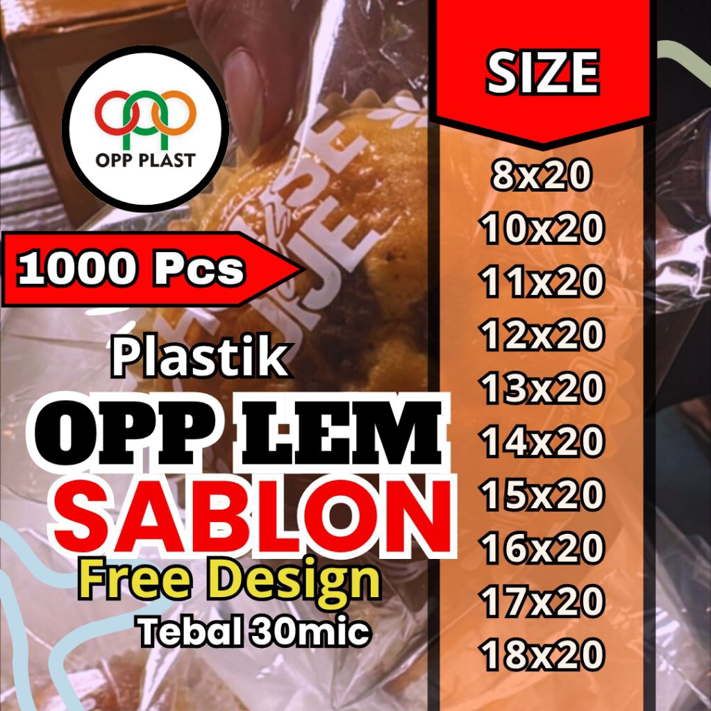 

Plastik OPP LEM 8x20/10x20/11x20/12x20/13x20/14x20/15x20/16x20/17x20/18x20 Sablon | Tebal 30 micron