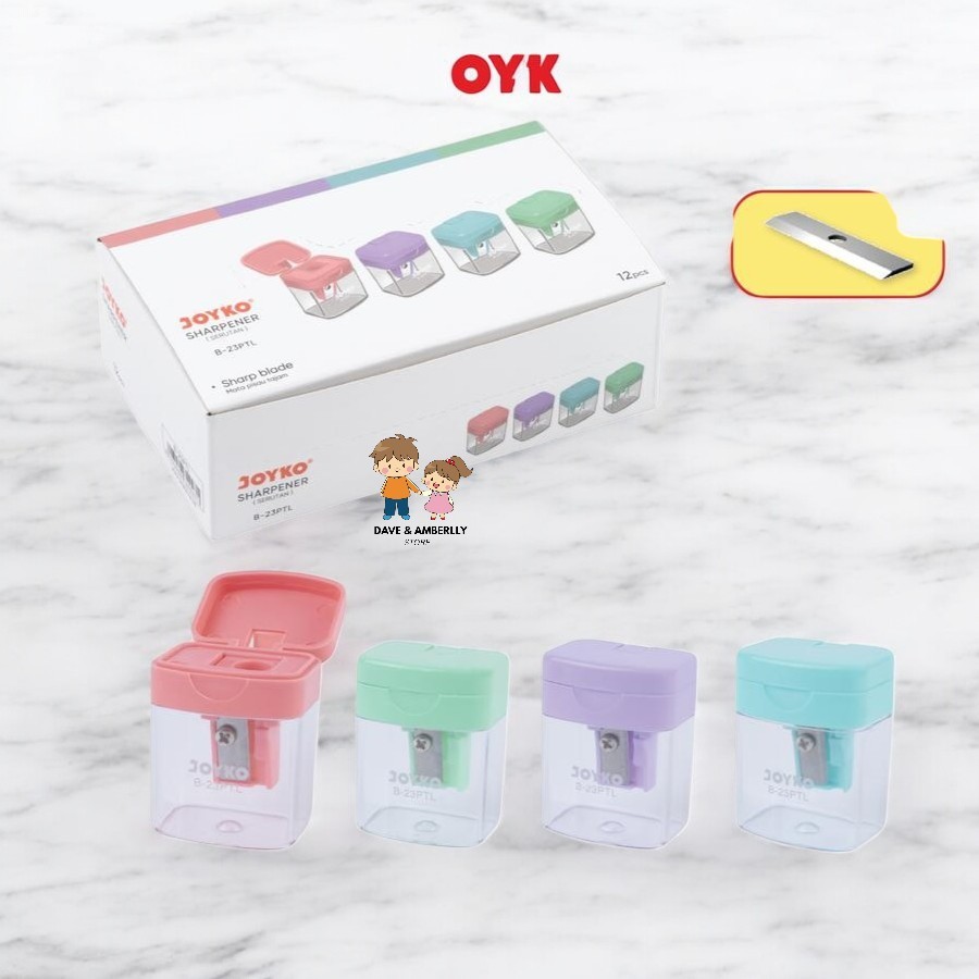 

[ 1 PAK = 12 PCS ] JOYKO Pencil Sharpener / Rautan Pensil / Serutan Pensil 1 Pack B-23PTL Warna Pastel Cantik
