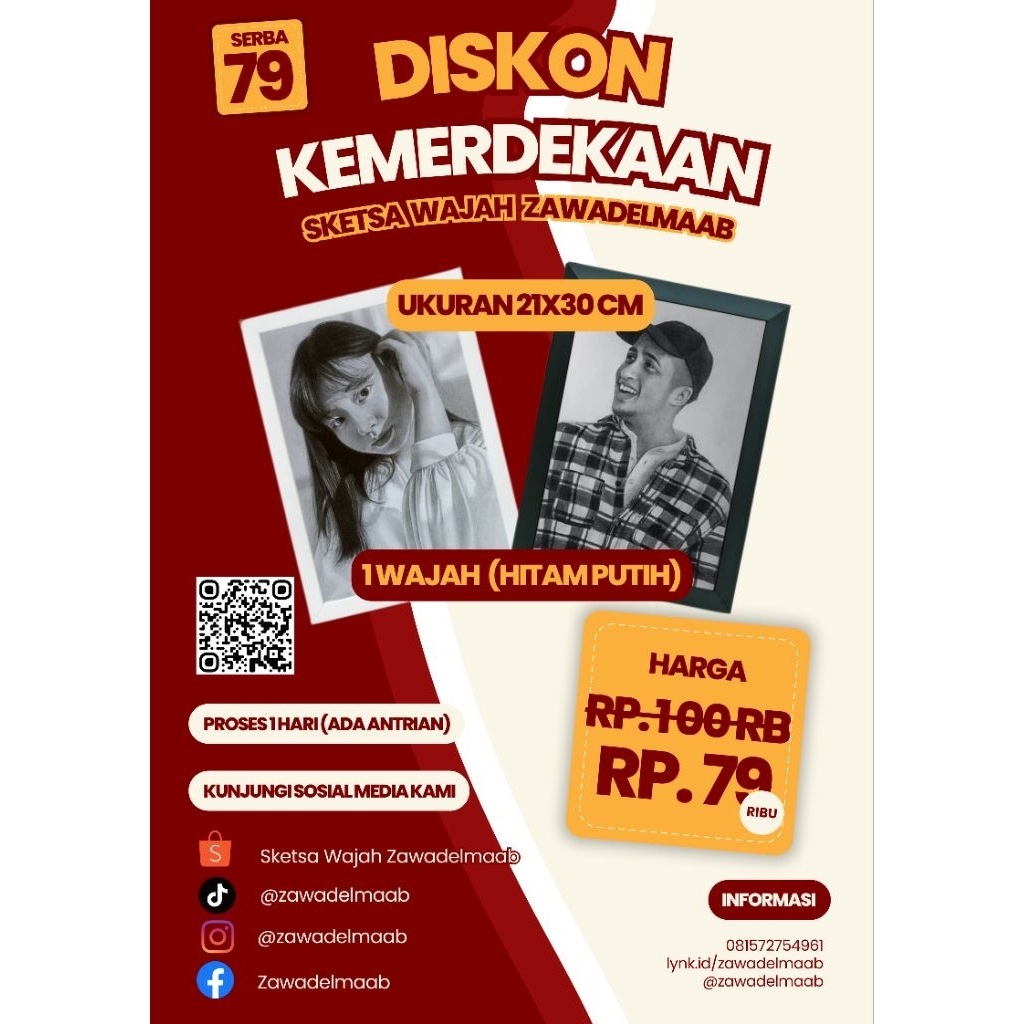 

kado murah gambar sketsa wajah