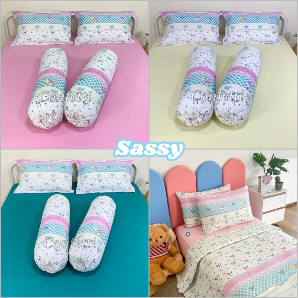 Confetti Sprei Kaos Sprei // Anti Kusut Sprei // Anti Geser Sprei // Karet Keliling // Motif Sassy