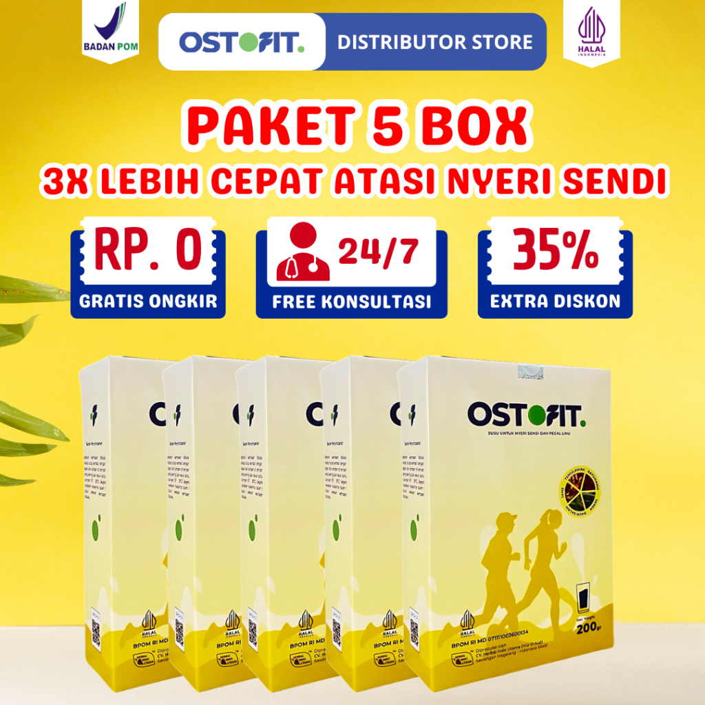 

OSTOFIT | Paket 5 Box, Ostofit Susu Alami Menyembuhkan Nyeri Sendi, Asam Urat, Rematik,Dan Tulang