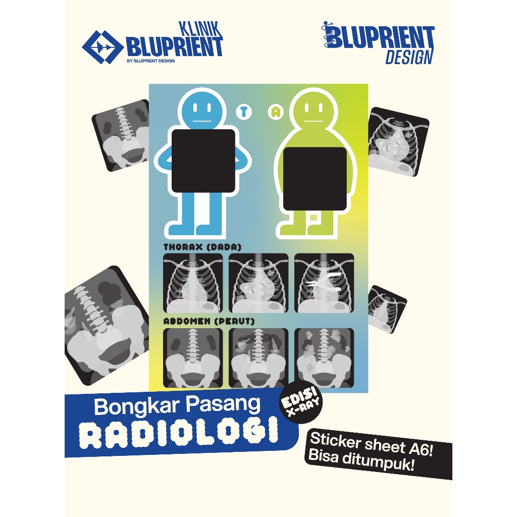 

Sticker Sheet Radiologi X Ray A6 - Sticker bongkar pasang laminasi doff - Stiker vinyl lucu unik tahan air - Bongkar Pasang Radiology X-Ray by Klinik Bluprient