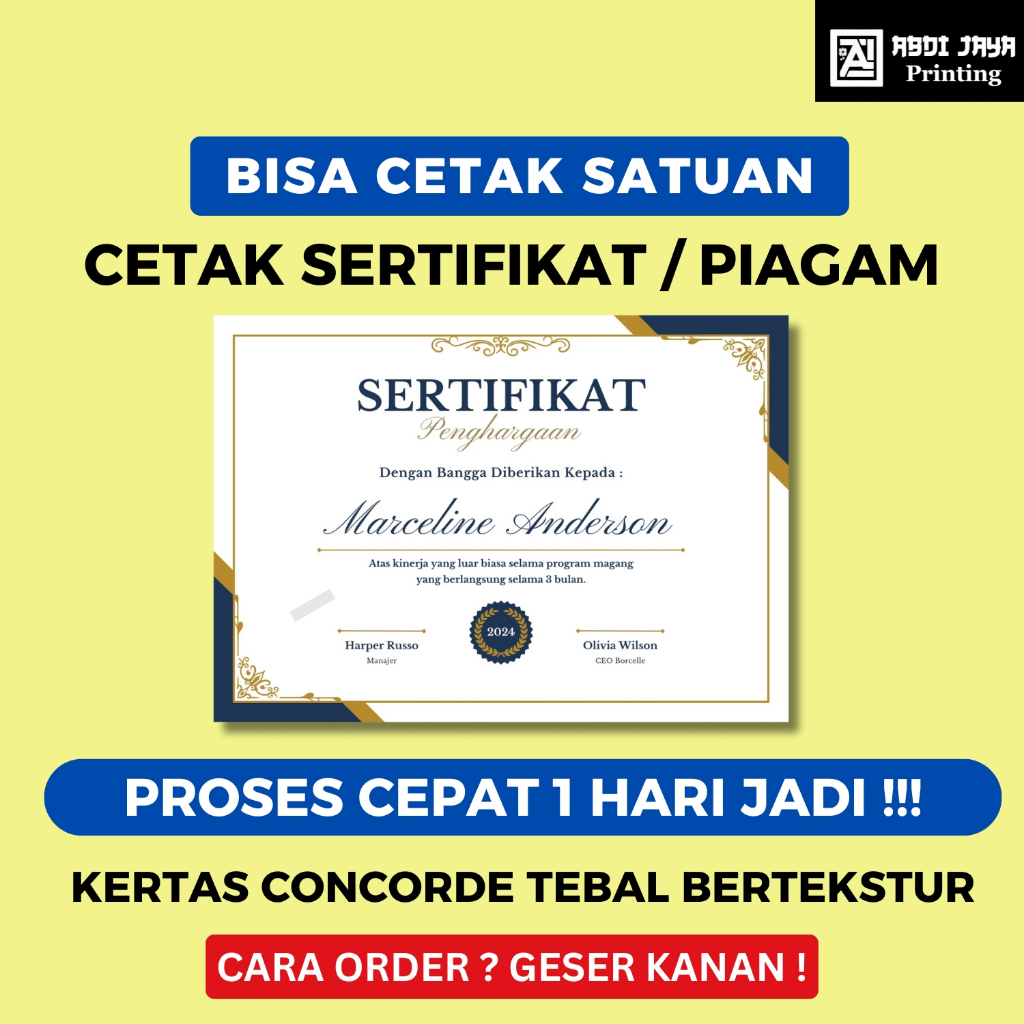 

Cetakk Sertifikat, Piagam, K K, AK TA Kelahiran BISA SATUAN (TANPA MINIM ORDER) Ukuran A4