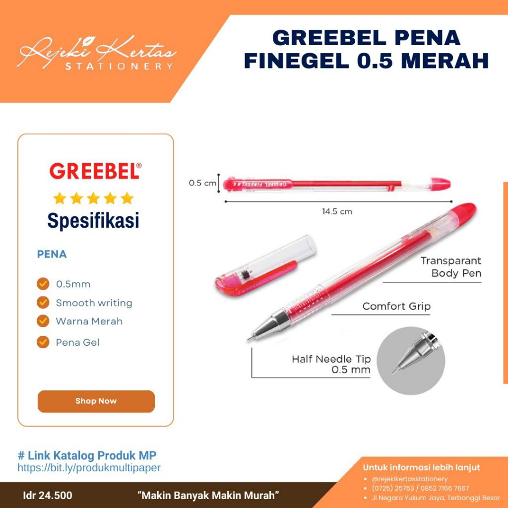 

Greebel Pena Finegel 0.5 Warna Merah 0.5 mm 1 Pack