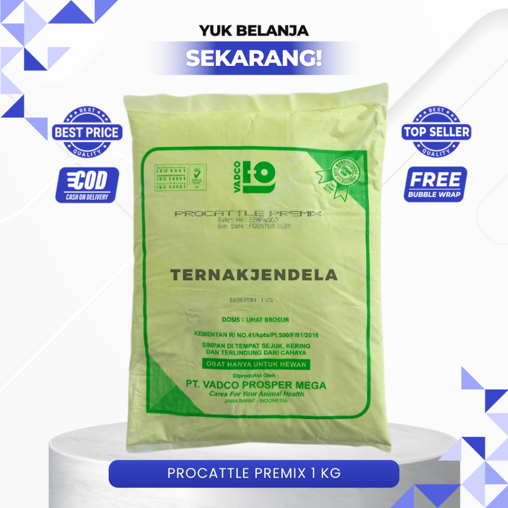 PROCATTLE PREMIX 1 Kg VADCO - PRO CATTLE - Premix Vitamin Mineral Sapi Kambing Domba Potong Pedaging