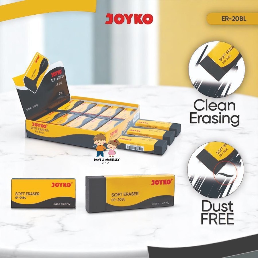 

[ 1 PAK = 20PCS ] JOYKO Pencil Eraser / Penghapus Pensil Hitam Besar ER-B20B