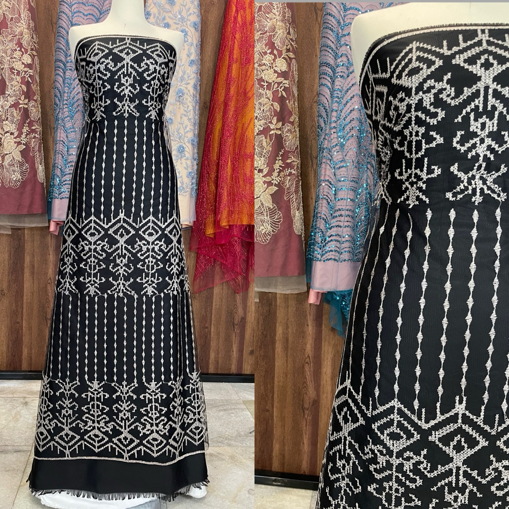 D3v! kain tille sapto paris/bahan brukat kebaya pesta/weddinh dress/seragam bridesmaids/brukat