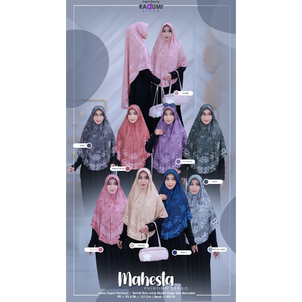 MAHESTA BERGO PRINTING // PREMIUM KHIMAR BY RAQUMI HIJAB // KHIMAR PRINTING // KHIMAR MOTIF // KHIMA