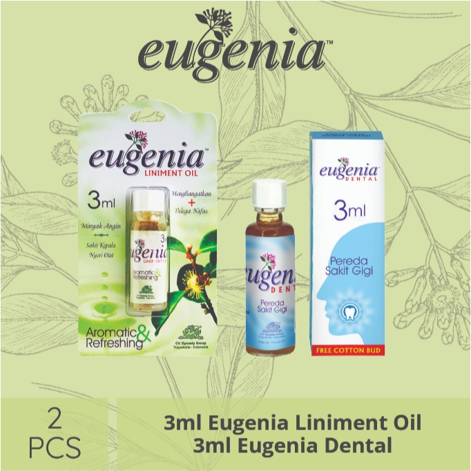 BUNDLING Eugenia Liniment Oil + Eugenia Dental Minyak Cengkeh Pereda Sakit Gigi Obat Herbal Pembasmi